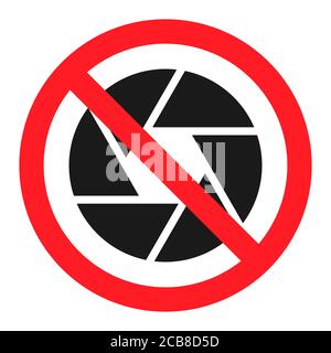 No taking photos forbidden sign camera restriction area icon illustration vector Stock Vector