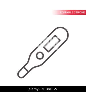 Body thermometer simple vector icon. Thin line, editable stroke medical thermometer symbol. Stock Vector