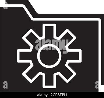 folder with gear settings machine silhouette style icon vector illustration design Stock Vector