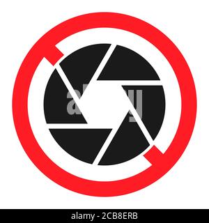 No taking photos forbidden sign camera restriction area icon illustration vector Stock Vector