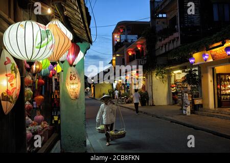 Lanterns at dusk in Hoi An, Vietnam Stock Photo