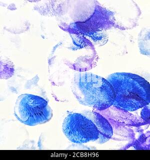 Blue and green imprints of fingers for abstract background. Vector watercolor stains for poster and card decoration. Stock Vector