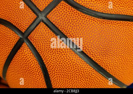 brown basketball ball detail, close-up Stock Photo