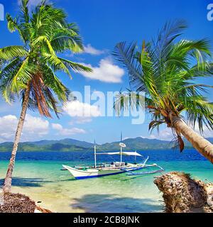 Splendid exotic nature of El nido, Palawan island, Philippines. Island hopping Boat trip Stock Photo