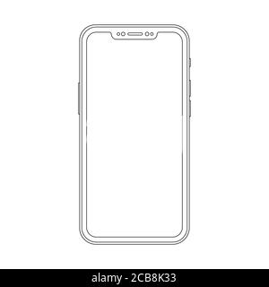 Outline drawing trendy smartphone. Elegant thin line style cellphone design Stock Vector