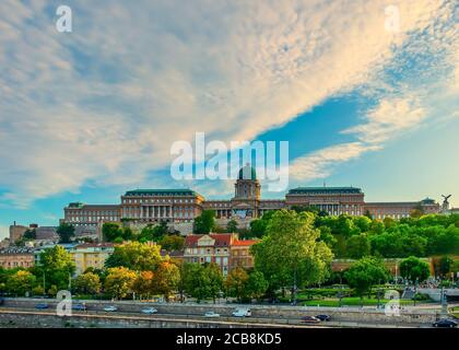 Budapest, Hungary, Aug 2019, view of the Buda castle at sunset Stock Photo