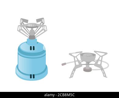 Portable gas burner for camping flat vector illustration isolated on white background Stock Vector