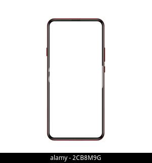 New version of frameless red color modern smatphone. Cell phone smart phone realistic mockup vector illustration Stock Vector