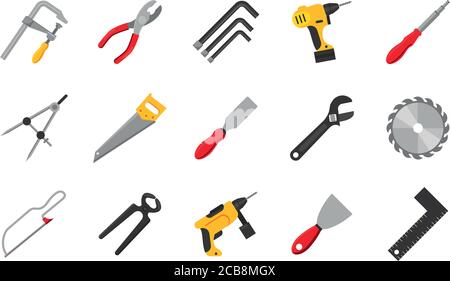 bundle of fifteen tools set icons vector illustration design Stock Vector