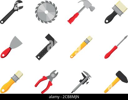 bundle of twelve tools set icons vector illustration design Stock Vector