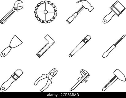 bundle of twelve tools set icons vector illustration design Stock Vector