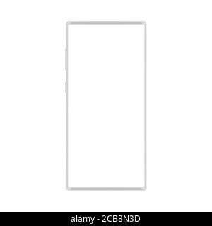 New version of edge frameless trendy note smatphone. Soft white realistic Cell phone smart phone mockup for visual ui, apps and advertisment vector illustration Stock Vector
