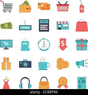 bundle of twenty five shopping set icons vector illustration design Stock Vector