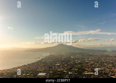 Warm light landscape, of the mount Vesuvius, South Italy.