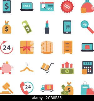 bundle of twenty five shopping set collection icons vector illustration design Stock Vector