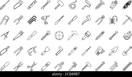 bundle of fifty tools set icons vector illustration design Stock Vector