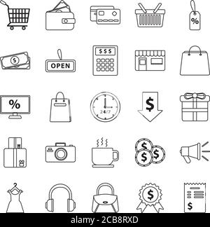 bundle of twenty five shopping set collection icons vector illustration design Stock Vector