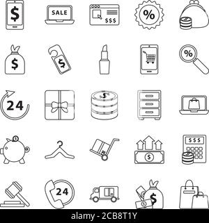 bundle of twenty five shopping set icons vector illustration design Stock Vector