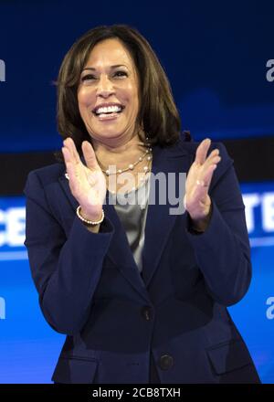 Washinton, United States. 11th Aug, 2020. Democratic presidential candidate Joe Biden announced today that he has chosen Sen. Kamala Harris, D-Calif., seen in this file photo, as his running mate for the 2020 presidential election, Tuesday, August 11, 2020. Biden and Harris will face off against President Donald Trump and Vice President Mike Pence. File Photo by Kevin Dietsch/UPI Credit: UPI/Alamy Live News Stock Photo