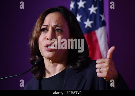 Washinton, United States. 11th Aug, 2020. Democratic presidential candidate Joe Biden announced today that he has chosen Sen. Kamala Harris, D-Calif., seen in this file photo, as his running mate for the 2020 presidential election, Tuesday, August 11, 2020. Biden and Harris will face off against President Donald Trump and Vice President Mike Pence. File Photo by Richard Ellis/UPI Credit: UPI/Alamy Live News Stock Photo