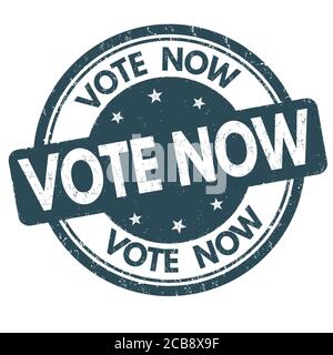 Vote now sign or stamp on white background, vector illustration Stock Vector