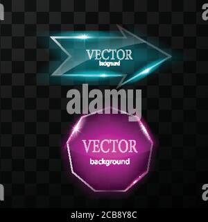Glass vector button plane. Easy editable background Stock Vector