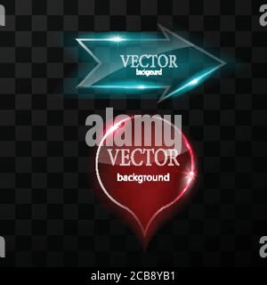 Glass vector button plane. Easy editable background Stock Vector