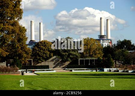 Battersea Park and Power Station Stock Photo