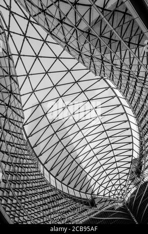 Milan/Italy- July 12, 2019: architectural detail of the modern glass Lombardy Building (Palazzo Lombardia), a 161 m tall skyscraper and the main seat Stock Photo