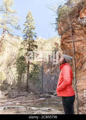 Hiker in a Sedona valley Stock Photo