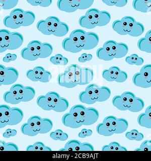 cute cloud seamless pattern vector illustration background Stock Vector