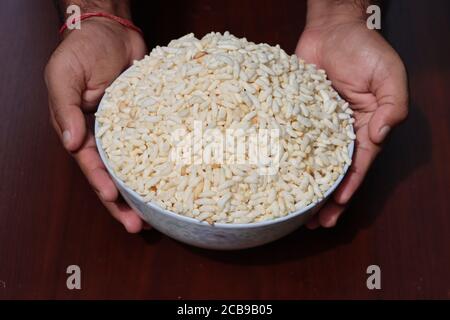 Churmure or murmure or moori, Puffed rice, food ingredient, Indian ...