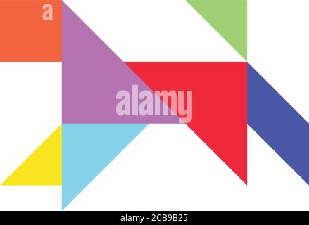 Color tangram puzzle in running dog shape on white background (Vector) Stock Vector