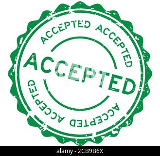 Grunge green accepted word round rubber seal stamp on white background Stock Vector