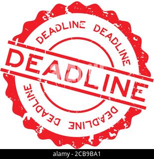 Grunge red deadline word round rubber seal stamp on white background Stock Vector