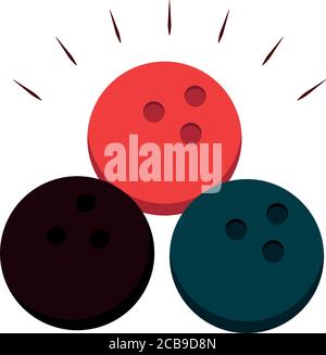 bowling red and black balls equipment recreational sport flat icon design vector illustration Stock Vector