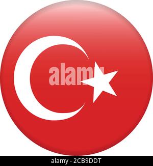 Vector flag button series - Turkey Stock Vector