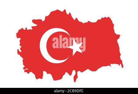 Turkey flag button on white Stock Vector
