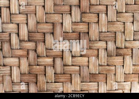 Closed up wooden weave texture background Stock Photo
