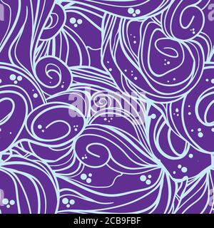 Waves seamless border pattern. May be used like an Invitation card design. Vector illustration with sea waves. Stock Vector