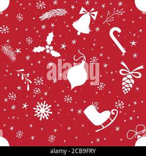 Christmas seamless patterns. Endless texture for wallpaper, web page background, wrapping paper and etc. Retro style. Stock Vector