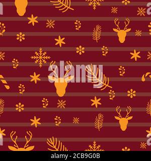 Christmas seamless patterns. Endless texture for wallpaper, web page background, wrapping paper and etc. Retro style. Stock Vector