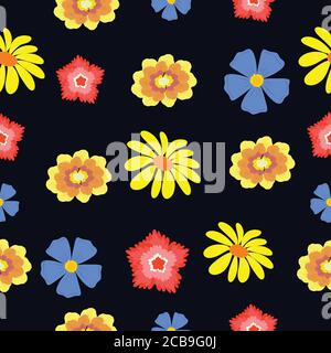 seamless floral pattern with trendy color background Stock Vector
