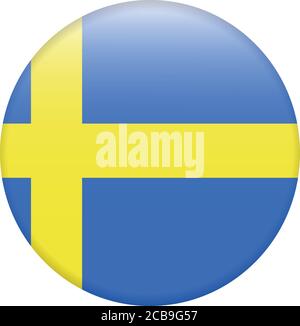Flag of Sweden, swedish flag glossy button Stock Vector