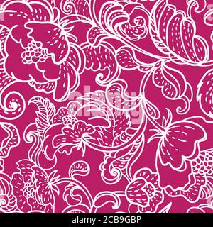 Seamless retro vector pattern from abstract flowers. Stock Vector