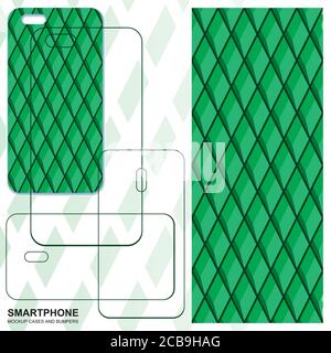 Mobile phone cover design. Seamless geometric pattern. Mobile phone cover back. Vector decorative backgrounds ready for print. Stock Vector