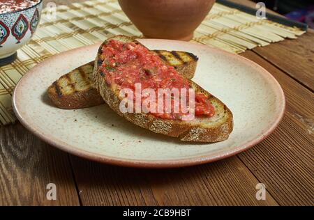 Strandzhanka -Princesa s kajma, traditional Bulgarian snack originating from the Burgas area. Stock Photo