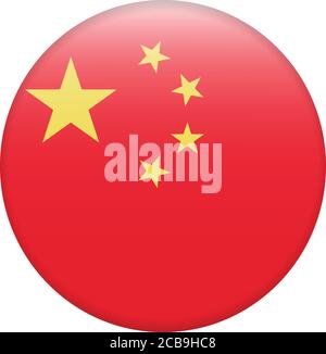 Vector - China Flag Glossy Button Stock Vector