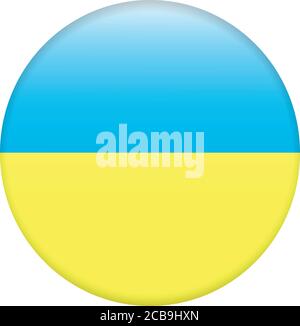 Round icon with national flag of Ukraine isolated on white background Stock Vector