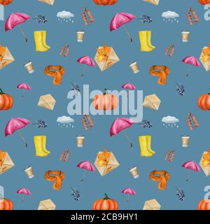 Beautiful card with various patterns, painted with watercolor Stock Photo